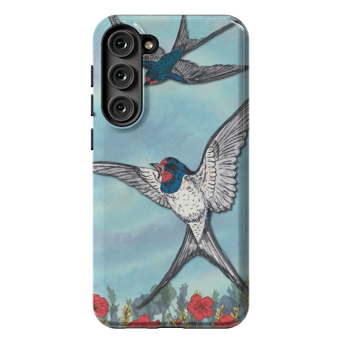 Galaxy S23 Plus StrongFit Summer Swallows by Lotti Brown