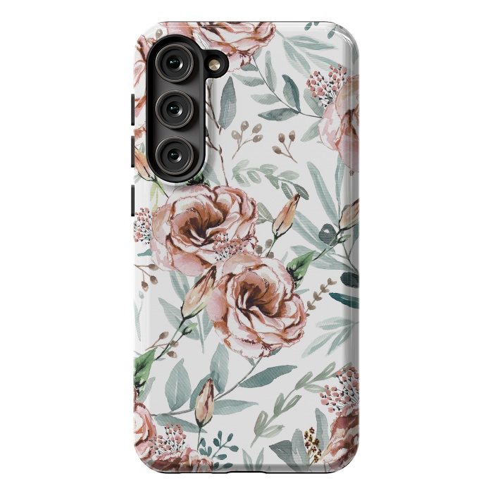 Galaxy S23 Plus StrongFit Floral Explosion White by Anis Illustration