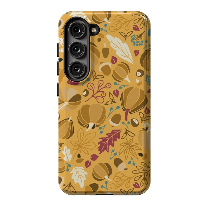Galaxy S23 StrongFit Fall Fruits in Mustard and Red by Paula Ohreen