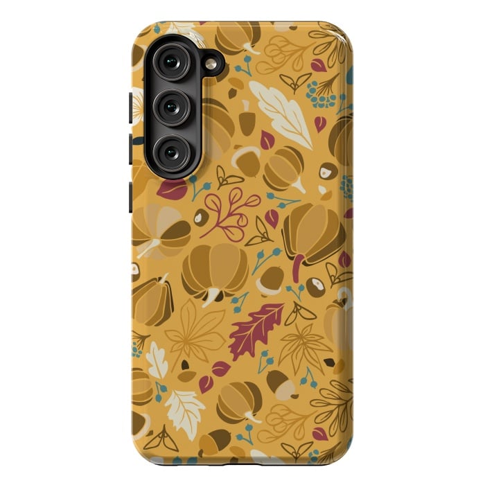 Galaxy S23 Plus StrongFit Fall Fruits in Mustard and Red by Paula Ohreen