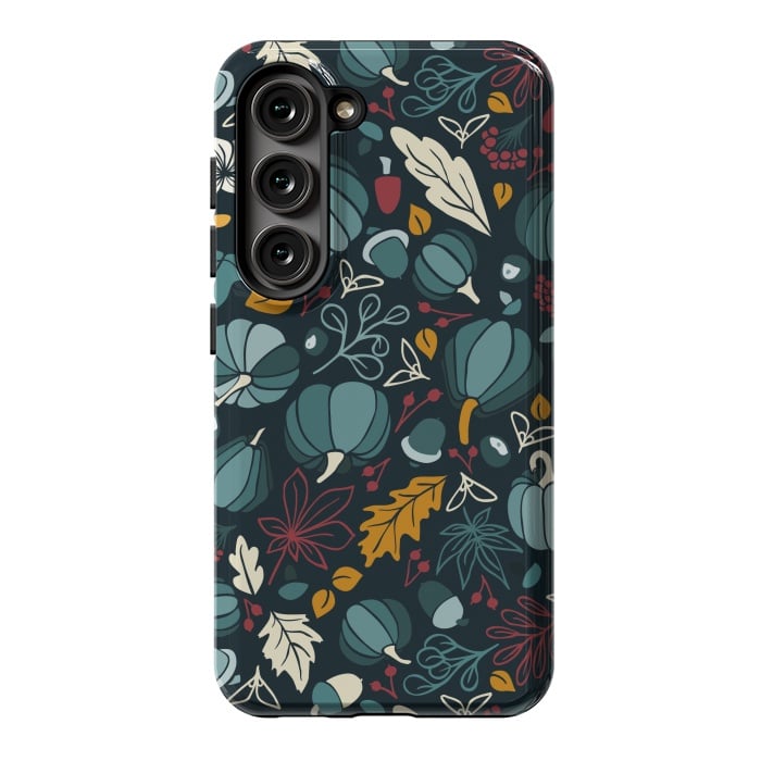 Galaxy S23 StrongFit Fall Fruits in Navy and Red by Paula Ohreen