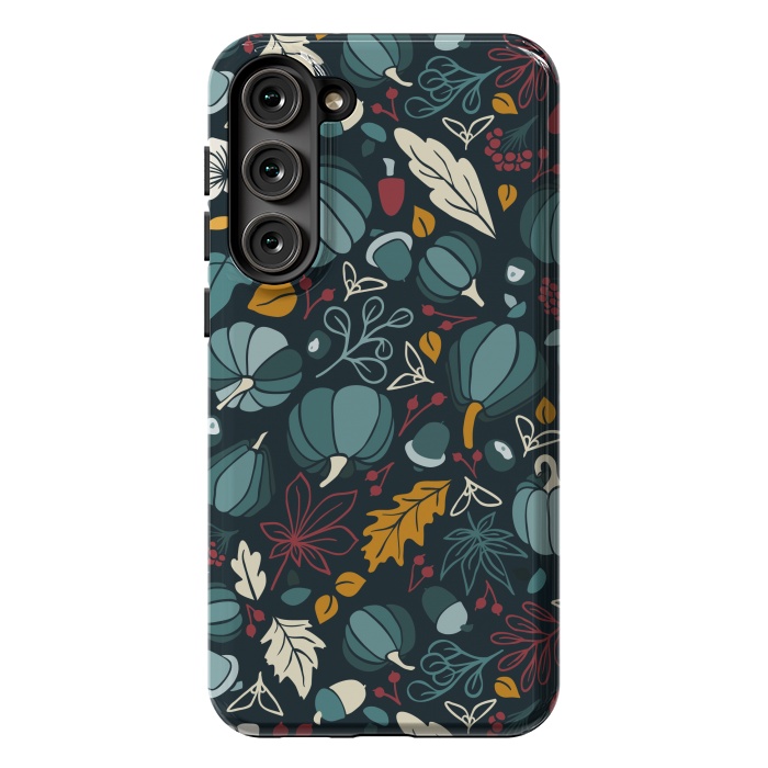Galaxy S23 Plus StrongFit Fall Fruits in Navy and Red by Paula Ohreen