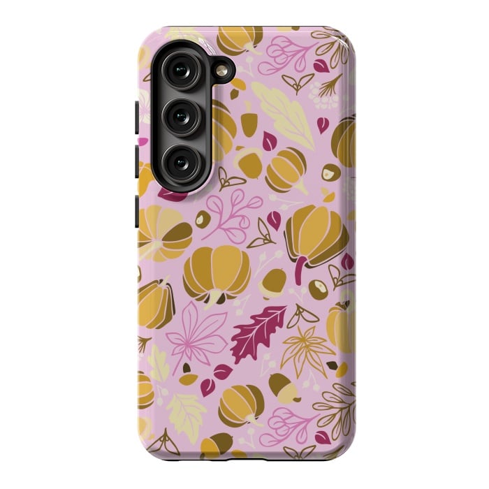 Galaxy S23 StrongFit Fall Fruits in Pink and Orange by Paula Ohreen