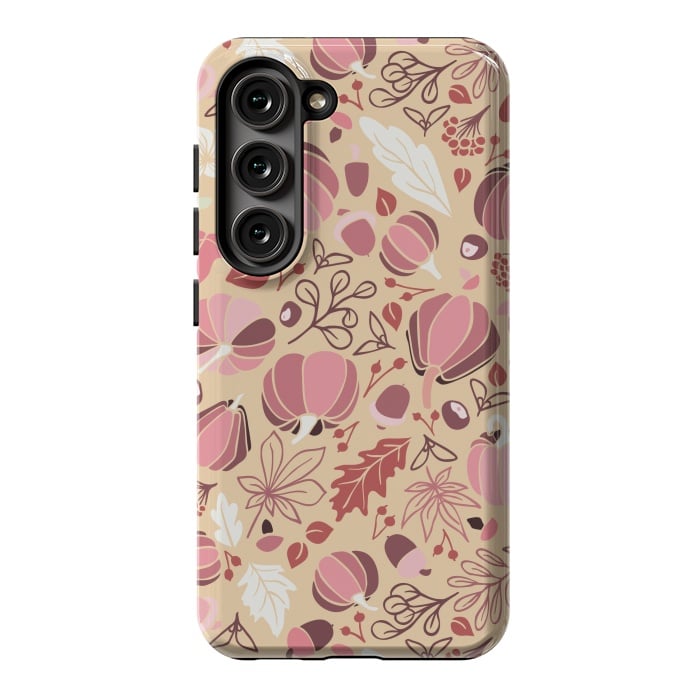 Galaxy S23 StrongFit Fall Fruits in Cream and Pink by Paula Ohreen