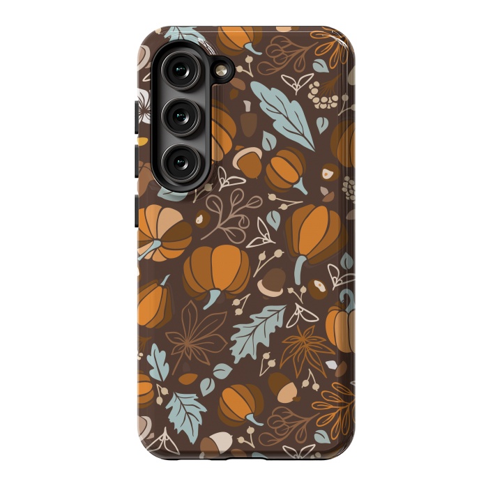 Galaxy S23 StrongFit Fall Fruits in Brown and Mustard by Paula Ohreen