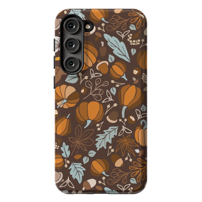 Galaxy S23 Plus StrongFit Fall Fruits in Brown and Mustard by Paula Ohreen