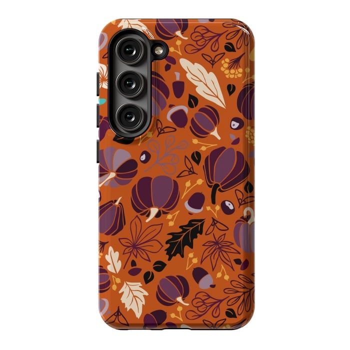 Galaxy S23 StrongFit Fall Fruits in Orange and Purple by Paula Ohreen