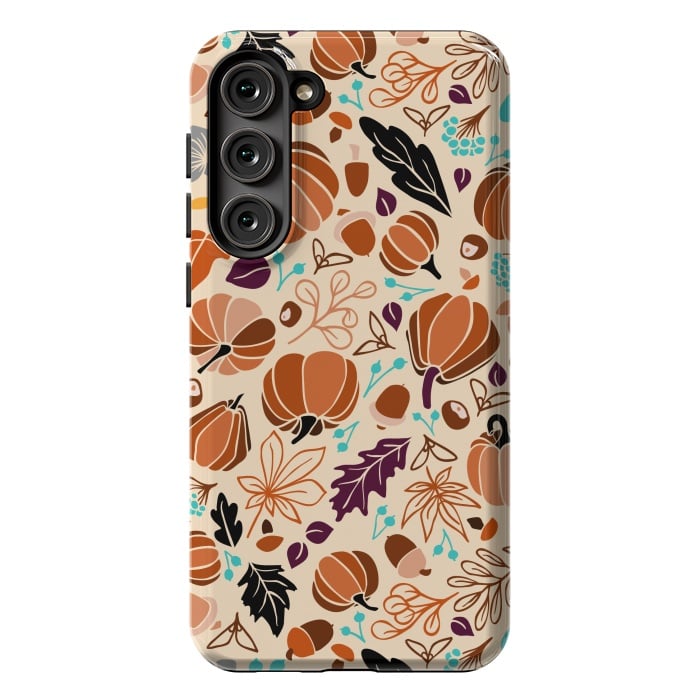 Galaxy S23 Plus StrongFit Fall Fruits in Cream and Orange by Paula Ohreen