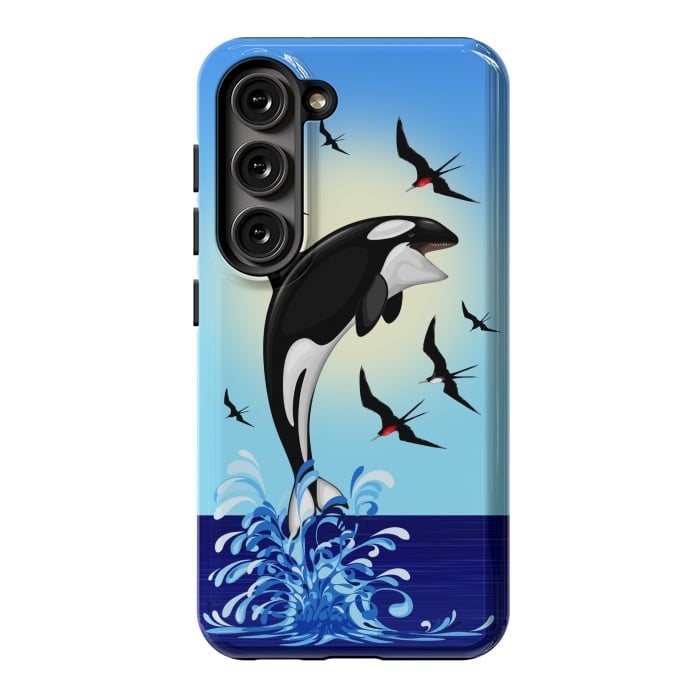 Galaxy S23 StrongFit Orca Killer Whale jumping out of Ocean by BluedarkArt