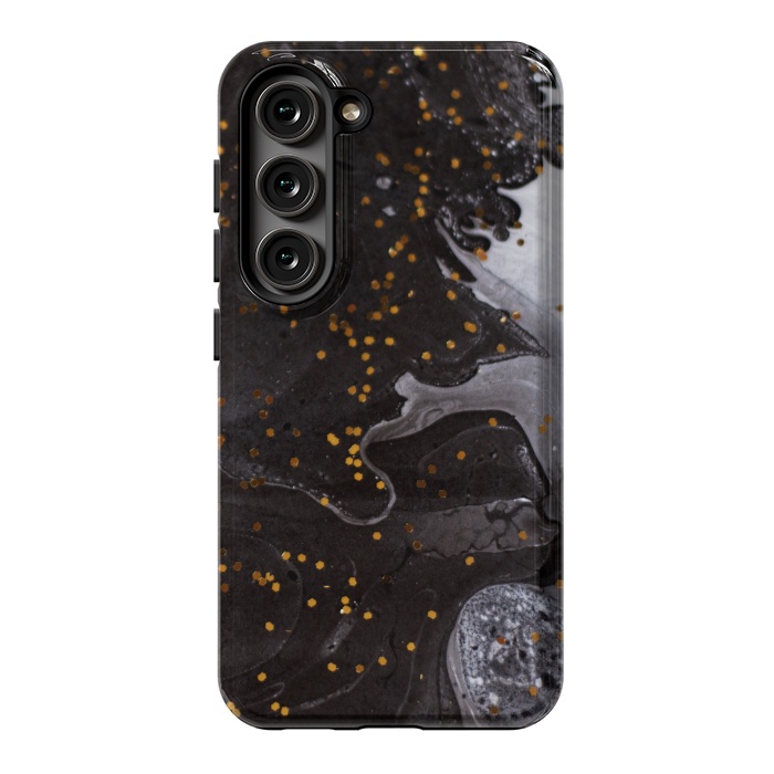 Galaxy S23 StrongFit glitter marble black white by haroulita