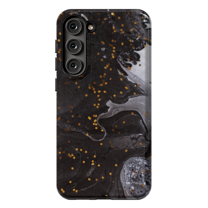 Galaxy S23 Plus StrongFit glitter marble black white by haroulita