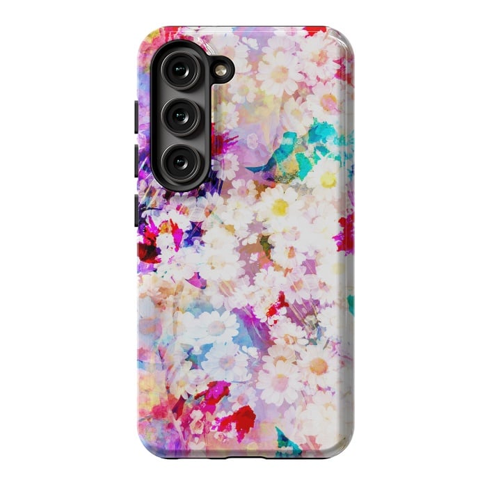 Galaxy S23 StrongFit Colorful watercolor daisy petals by Oana 