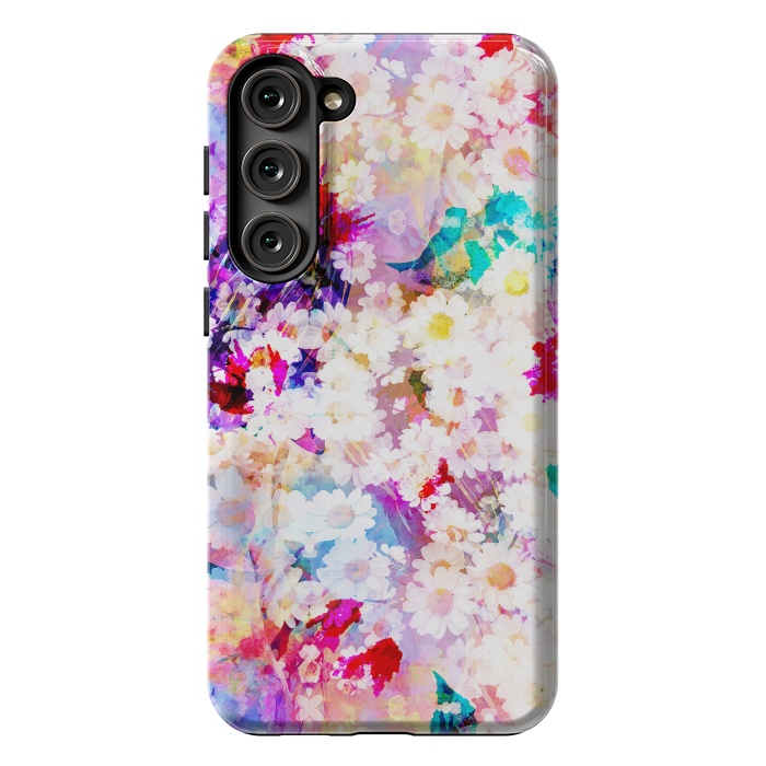 Galaxy S23 Plus StrongFit Colorful watercolor daisy petals by Oana 