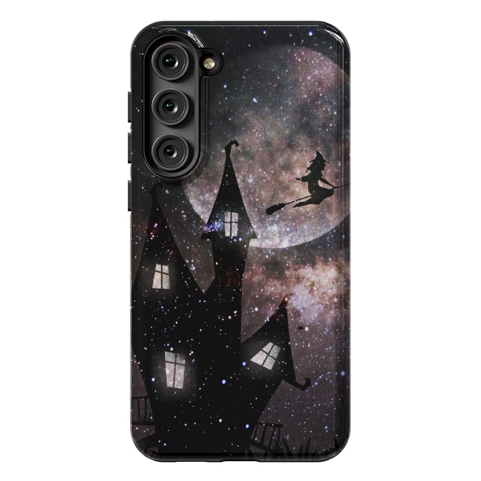 Galaxy S23 Plus StrongFit Flying witch and dark house at night by Oana 