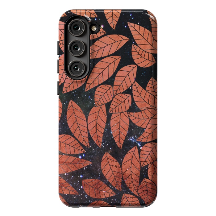 Galaxy S23 Plus StrongFit Rust autumn leaves pattern by Oana 