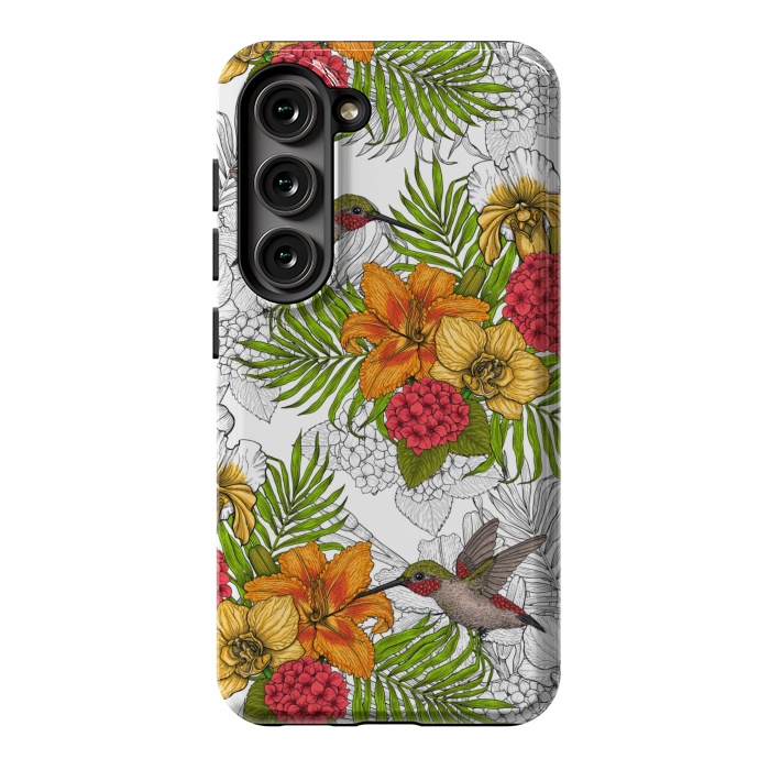 Galaxy S23 StrongFit Hummingbirds and tropical bouquet by Katerina Kirilova