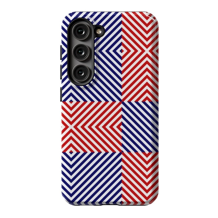 Galaxy S23 StrongFit Red Blue Crossing Diagonal Striped by TMSarts