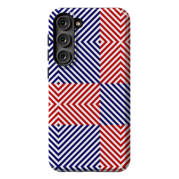 Galaxy S23 Plus StrongFit Red Blue Crossing Diagonal Striped by TMSarts