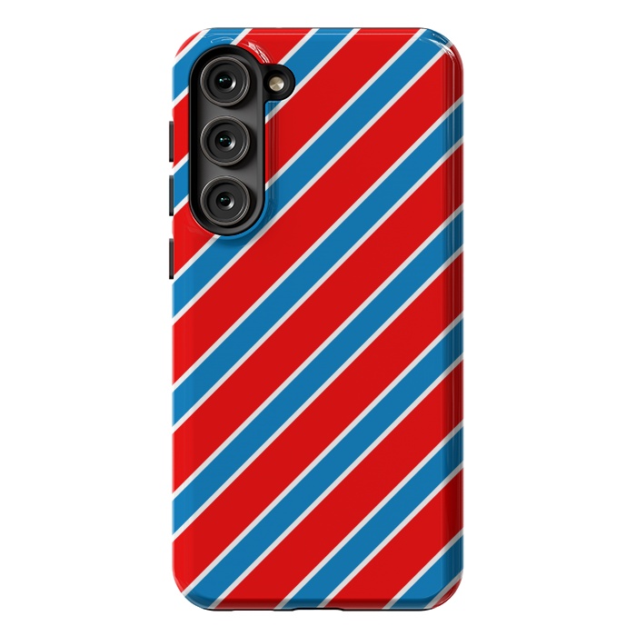 Galaxy S23 Plus StrongFit Red Blue Diagonal Stripes by TMSarts