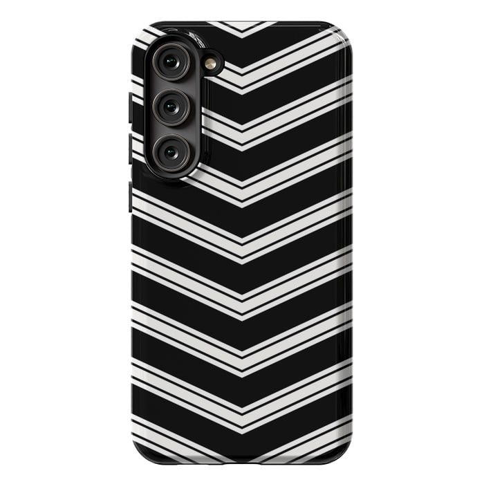Galaxy S23 Plus StrongFit Black And White Chevrons by TMSarts