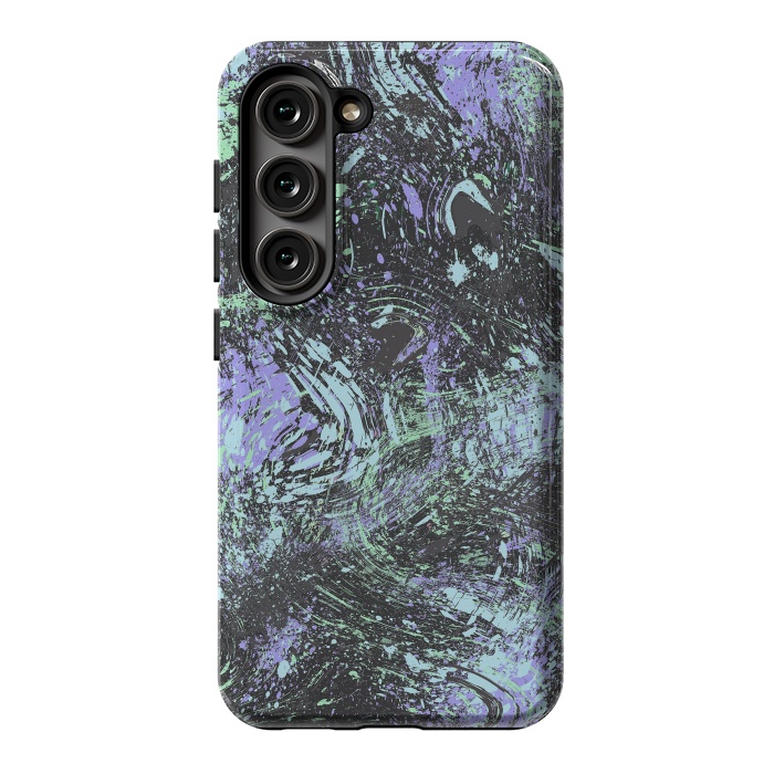 Galaxy S23 StrongFit Dripping Splatter Purple Turquoise by Ninola Design