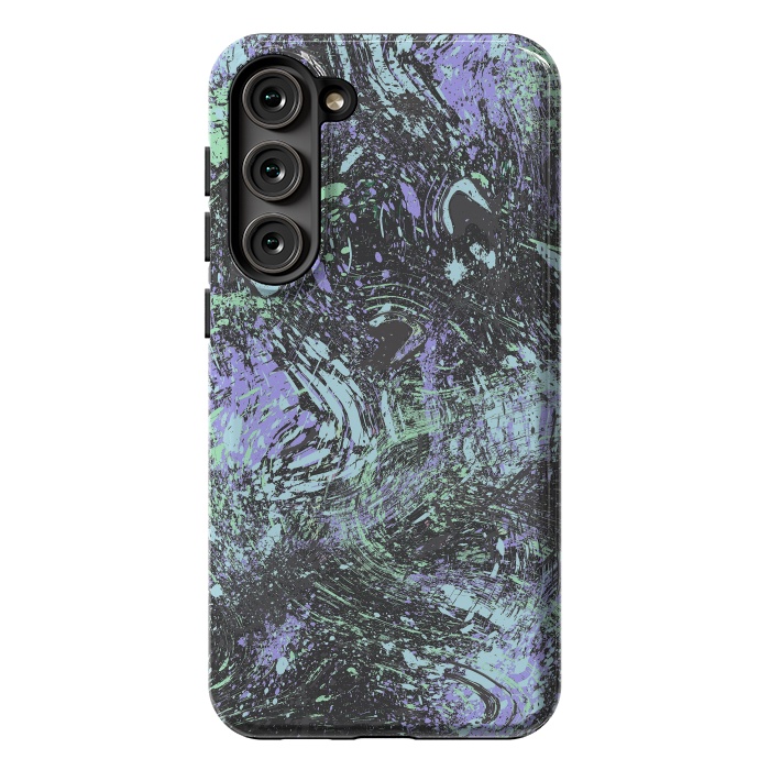 Galaxy S23 Plus StrongFit Dripping Splatter Purple Turquoise by Ninola Design