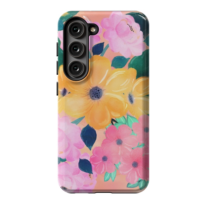 Galaxy S23 StrongFit Cute Colorful Romantic Watercolor Flowers  by InovArts