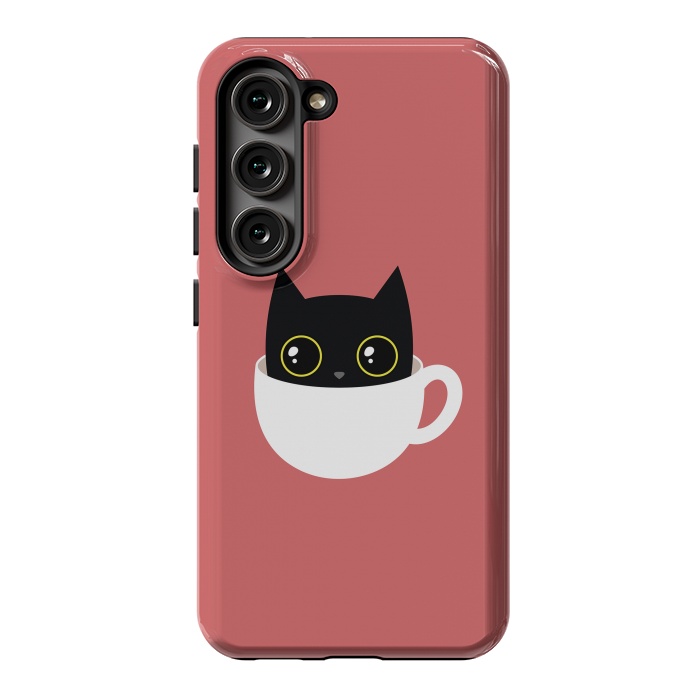 Galaxy S23 StrongFit Coffee cat by Laura Nagel