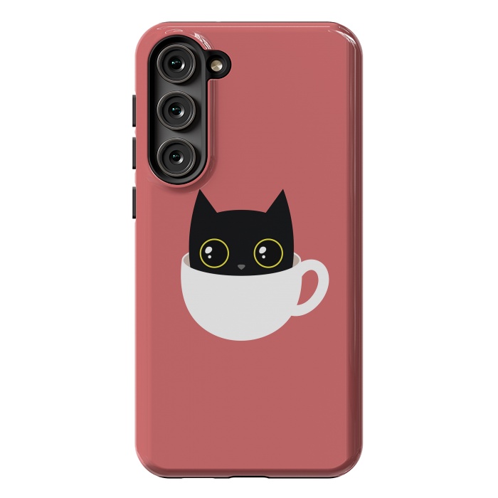 Galaxy S23 Plus StrongFit Coffee cat by Laura Nagel