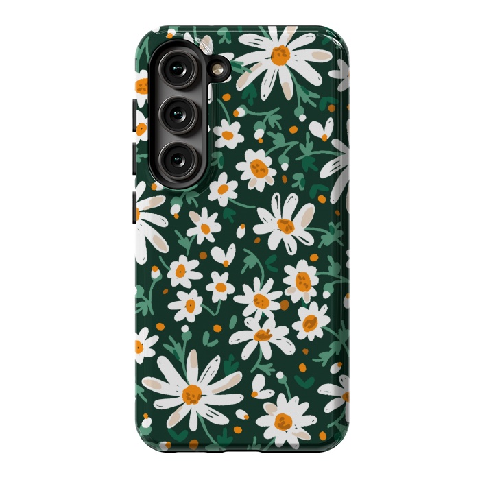 Galaxy S23 StrongFit WHITE FLORAL PRINT 2  by MALLIKA