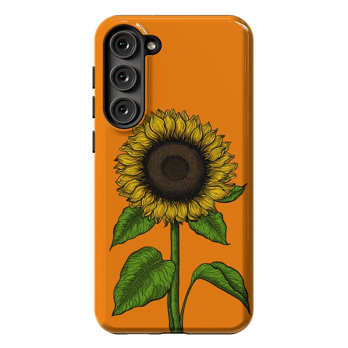Galaxy S23 Plus StrongFit Sunflower on orange by Katerina Kirilova