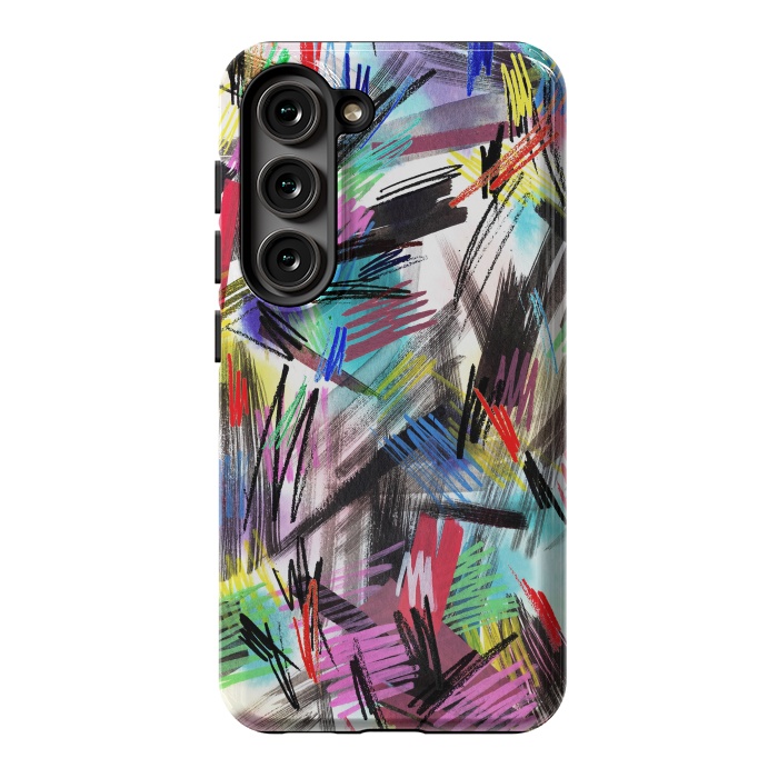 Galaxy S23 StrongFit Wild Colorful Scratches and Strokes  by Ninola Design
