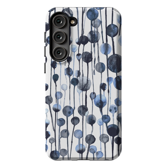 Galaxy S23 Plus StrongFit Dripping Watercolor Dots Navy by Ninola Design