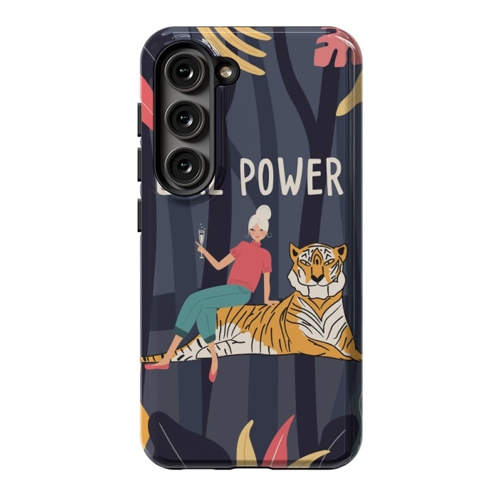 Galaxy S23 StrongFit Girl Power - Woman and Tiger by Jelena Obradovic