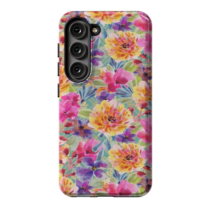 Galaxy S23 StrongFit MULTI COLOUR FLORAL PATTERN by MALLIKA