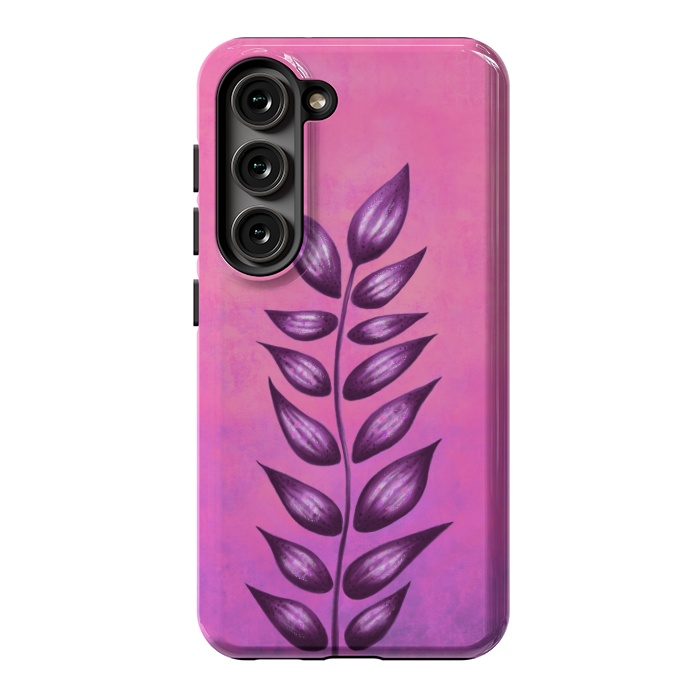 Galaxy S23 StrongFit Abstract Plant Surreal Botanical Art In Pink And Purple by Boriana Giormova