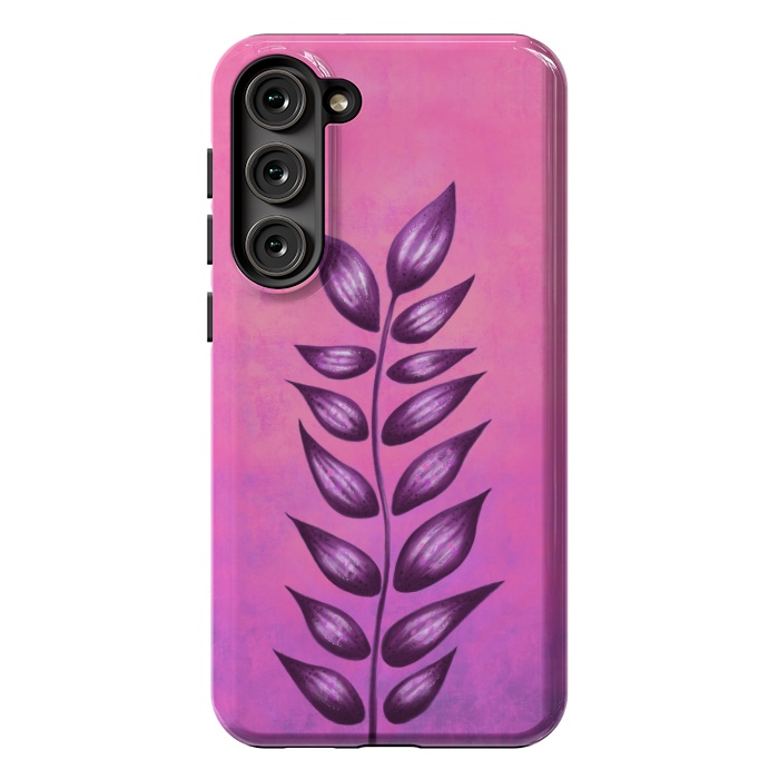 Galaxy S23 Plus StrongFit Abstract Plant Surreal Botanical Art In Pink And Purple by Boriana Giormova