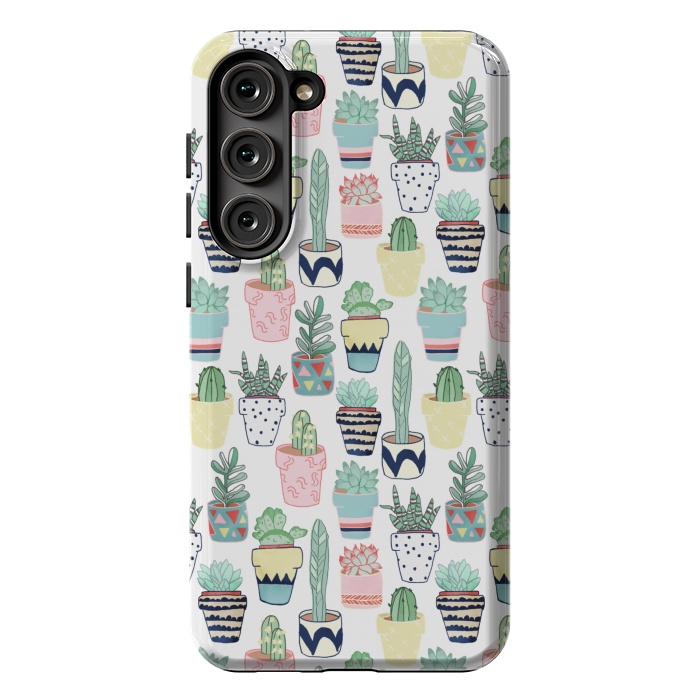 Galaxy S23 Plus StrongFit Cute Cacti in Pots by Tangerine-Tane