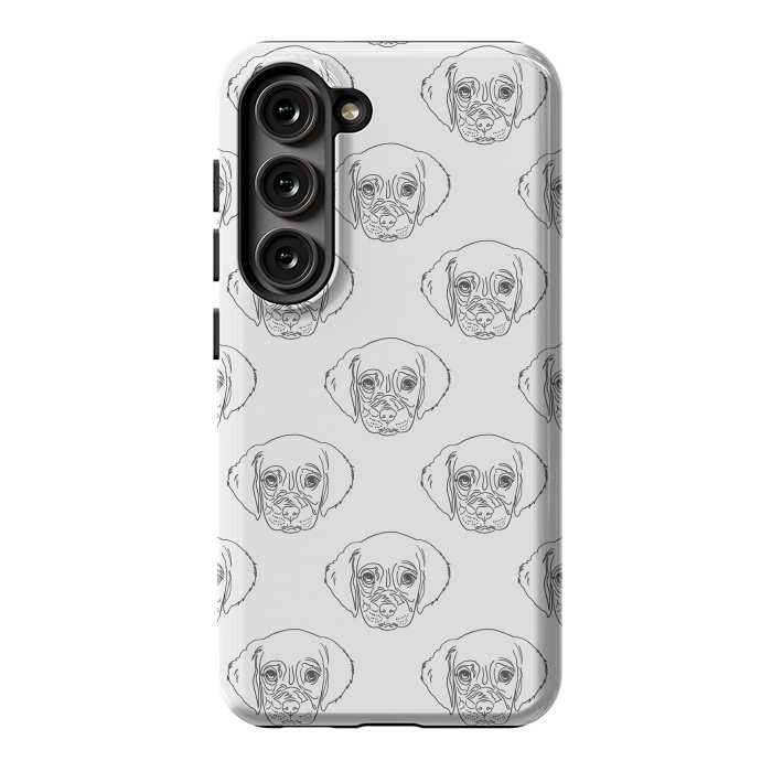 Galaxy S23 StrongFit Cute Gray Puppy Dog Hand Drawn Strokes Pattern by InovArts