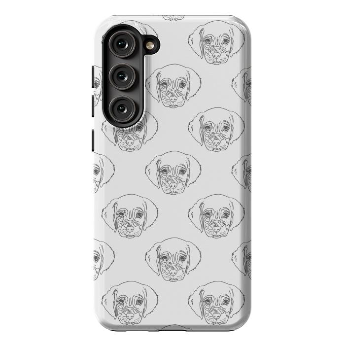 Galaxy S23 Plus StrongFit Cute Gray Puppy Dog Hand Drawn Strokes Pattern by InovArts