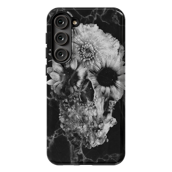 Galaxy S23 Plus StrongFit Floral Skull Marble by Ali Gulec