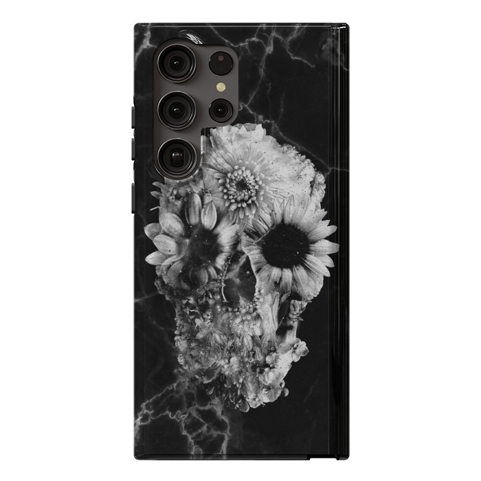 Galaxy S23 Ultra StrongFit Floral Skull Marble by Ali Gulec