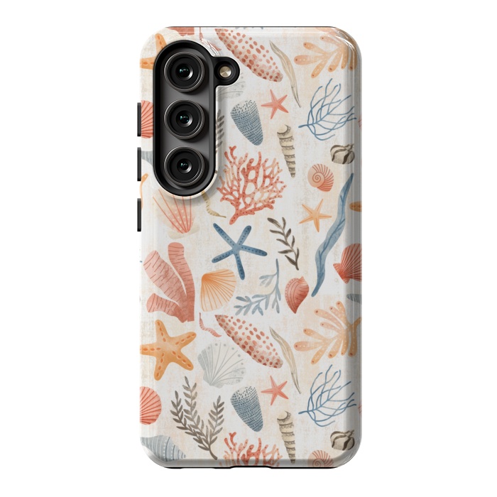 Galaxy S23 StrongFit Vintage Seashells by Noonday Design