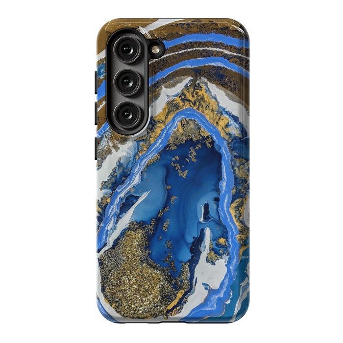 Galaxy S23 StrongFit Gold and blue geode  by Winston