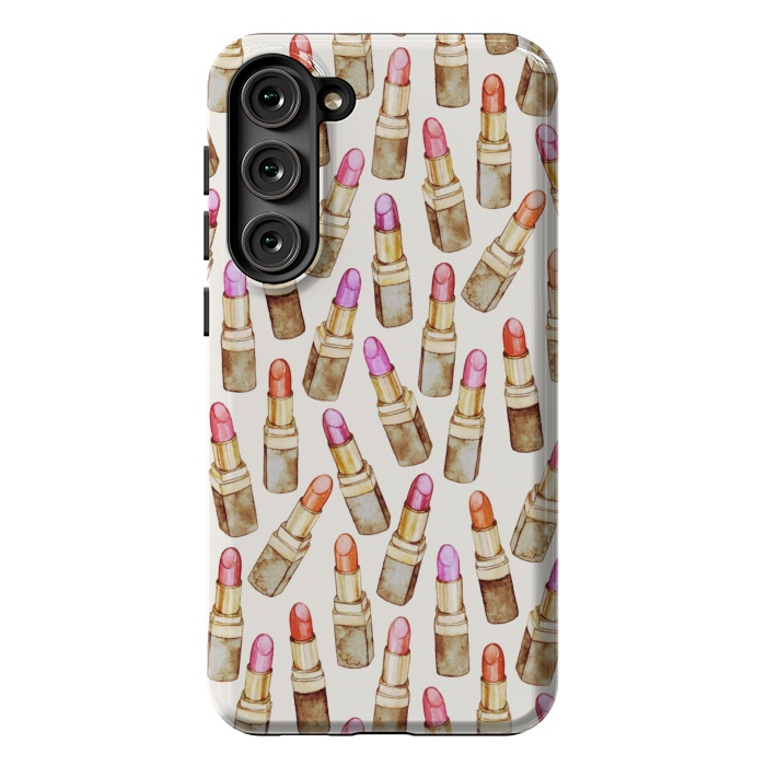 Galaxy S23 Plus StrongFit Lots of Little Golden Lipsticks by Micklyn Le Feuvre