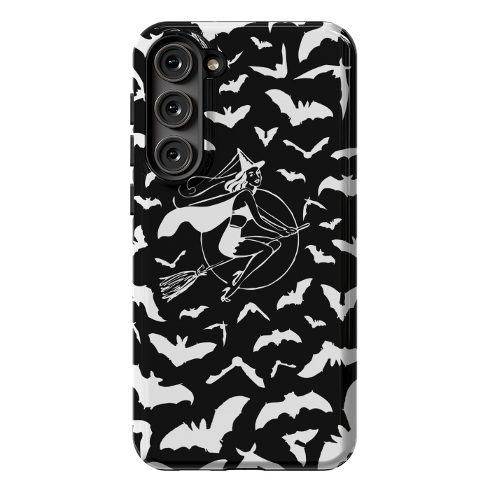 Galaxy S23 Plus StrongFit Pin-up witch and flying bats pattern by Oana 