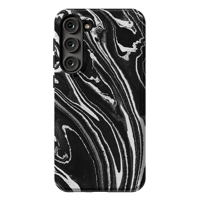 Galaxy S23 Plus StrongFit Dark minimal marble stripes art by Oana 