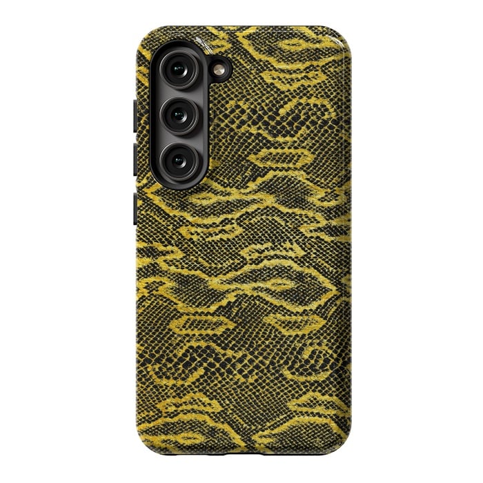 Galaxy S23 StrongFit Black and Gold Snake Skin I by Art Design Works