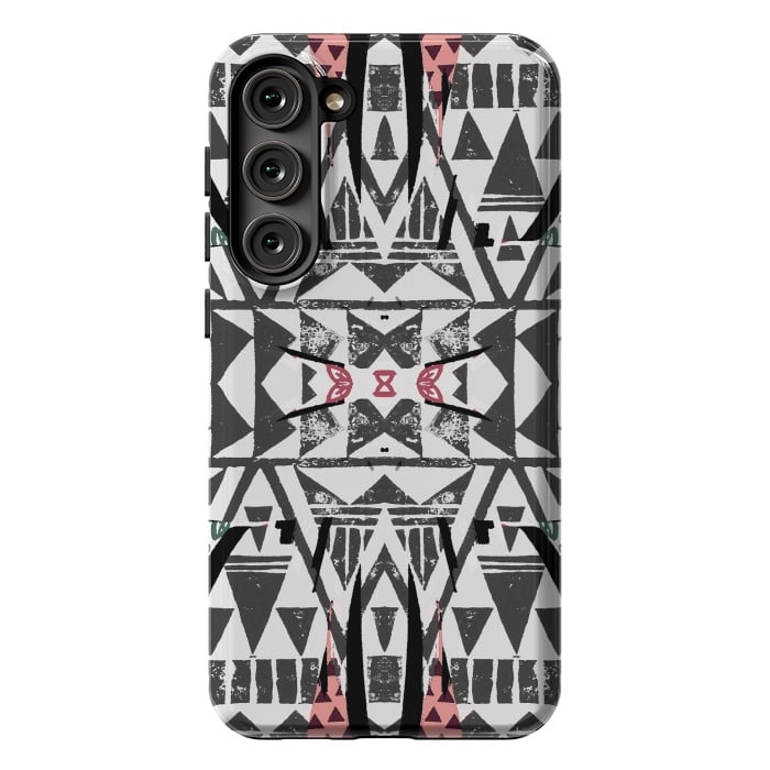 Galaxy S23 Plus StrongFit Ethnic tribal triangles by Oana 