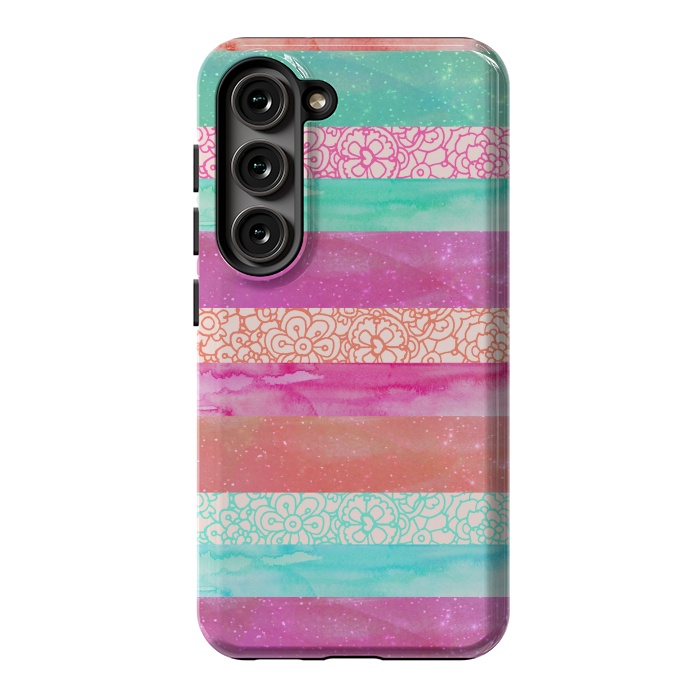 Galaxy S23 StrongFit Tropical Stripes by Tangerine-Tane